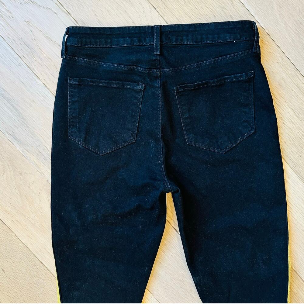 L'Agence Margot Skinny Jeans Black Shimmering Gold Stripe Sz 28 - Picture 6 of 8